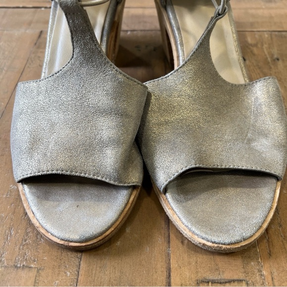 Eileen Fisher Lou Block Heel Sandal Open Toe Metallic Gold Strappy Zip Size 8.5 - Picture 3 of 11